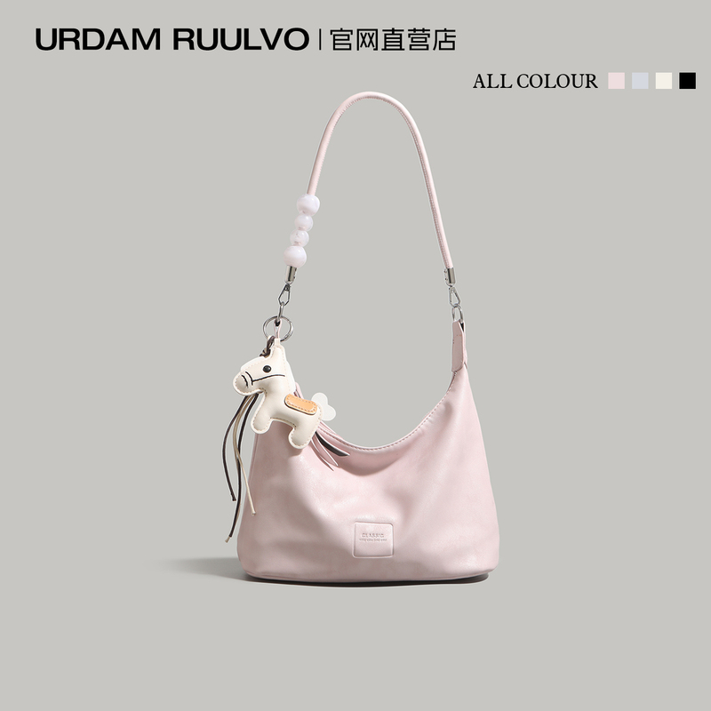 Ur Year of the Horse Lucky Pink Soft Leather Underarm Bag for Women 2026 New Super Popular Exquisite Work Versatile Shoulder Crossbody Bag