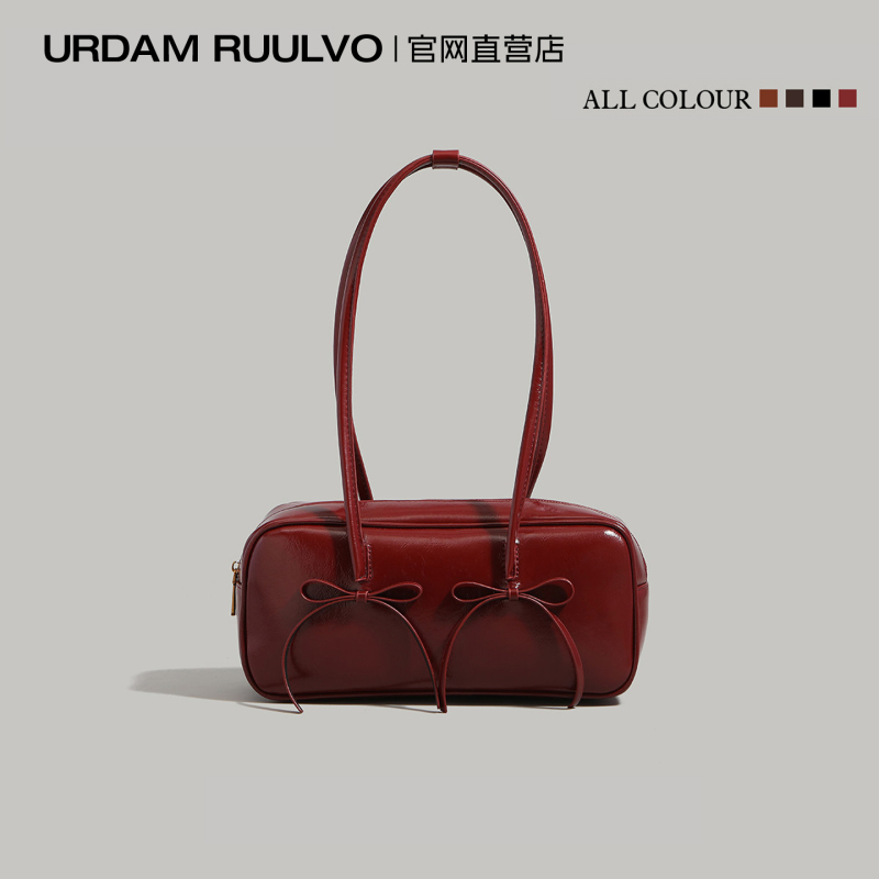 Ur Valentine's Day Gift Bowknot Bowling Bag for Women 2026 New Red Bridal Wedding Bag Single Shoulder Underarm Bag