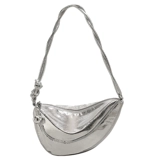 Серебряная сумка через плечо, сумка подмышку, сумка на одно плечо, изысканный стиль