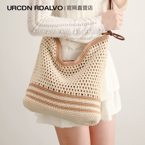 Плетеная сумка через плечо для отдыха, вместительная и большая сумка на одно плечо