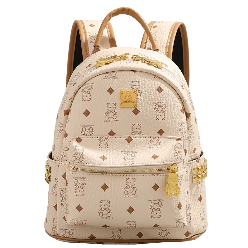 Cute capacious backpack, Birthday gift, with little bears, for students