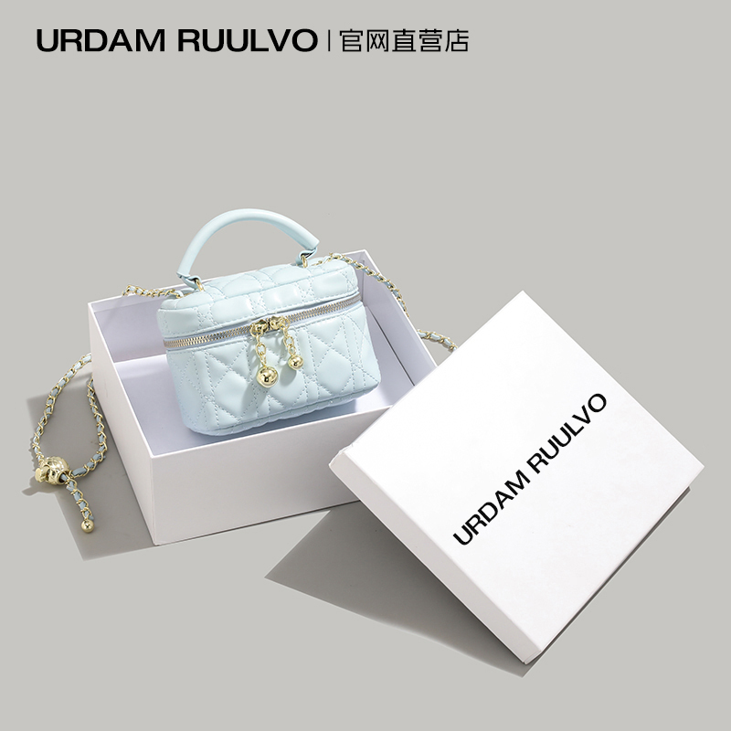 Ur Diamond-Patterned Small Gold Ball Chain Bag for Women 2026 New Mini Handbag Versatile Light Luxury Shoulder Crossbody Bag