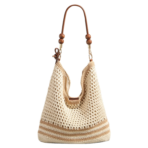 Плетеная сумка через плечо для отдыха, вместительная и большая сумка на одно плечо