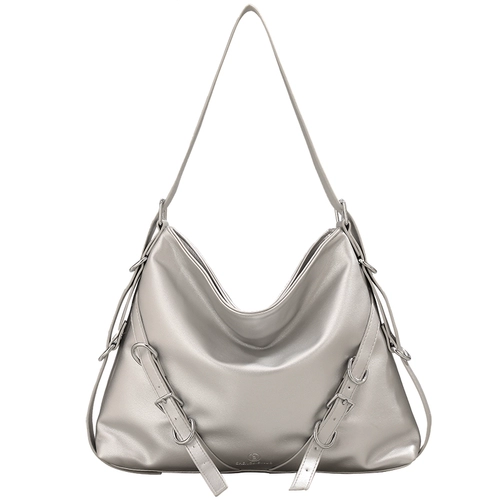 Серебряная сумка через плечо, вместительная и большая сумка на одно плечо, шоппер, изысканный стиль, коллекция 2023