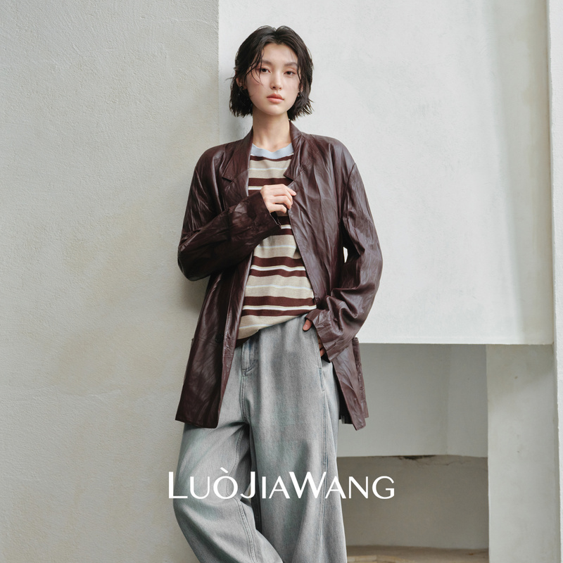[Limited Time 50% off Super Flash Sale] 100% Sheep Leather Niche Vintage Wide-Cut Jacket Matte Casual Blazer