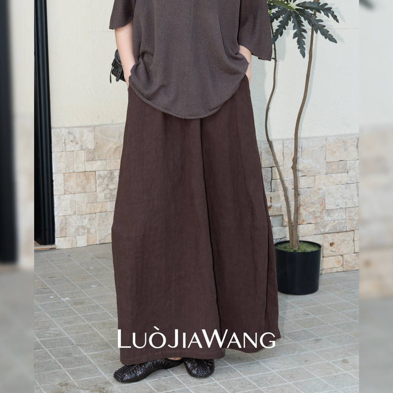Luojiawang Linen Bud Skirt for Women, Retro Literary Style, Loose Fit, Hip-Covering, Work Commute Half Skirt, Long Skirt, Thin Summer Style
