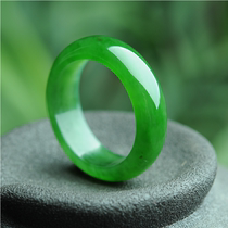 Natural Hetian Jade Jasper ring ring ring spinach green non-split Jasper ring jewelry Jade delivery certificate