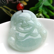 Natural Myanmar A cargo Jade Buddha pendant light green jade Jade smile Buddha pendant jade pendant drop delivery certificate