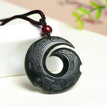 Natural Hetian jade pendant Luck turns around Pendant Safety buckle jade pendant Jade Jade jade jade necklace Qingyu male