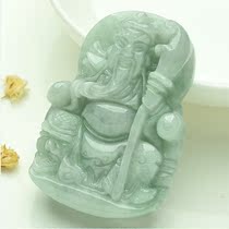 Natural Burmese jade A goods mens money evil spirits martial god of wealth jade pendant Guan Gong pendant Guan Erye