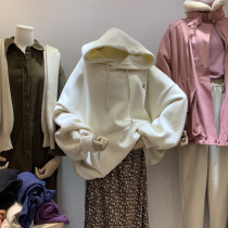 Korean version of loose fashion wild new 2021 Korea East Gate women long sleeve hooded drawstring plus velvet sweater