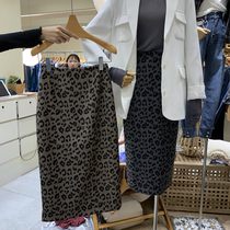 South Korea Dongdaemun 2021 temperament wild trend womens early autumn new satin BAO WEN pattern slit skirt