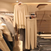 South Korean port Taste Fashion Suit Han Edition East Gate Woman Autumn Winter Sets Head Sweater Fit Tightness Waist Broadlegged Pants Two Sets