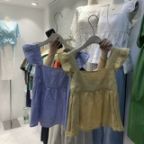 Милый цветной летний южнокорейский товар без рукавов, майка топ, квадратный вырез, из хлопка и льна