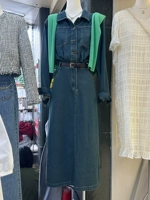 Весенний южнокорейский товар, длинный ретро корсет, джинсовое платье, оверсайз, по фигуре