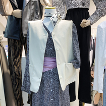 Korea chic Dongdaemun 2021 early autumn new Korean version of fashion loose and wild wash water pu leather vest coat female