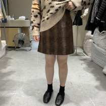 Fashion trend 2021 autumn new Python Korean commuter Korea East Gate disposable leather A- shaped skirt