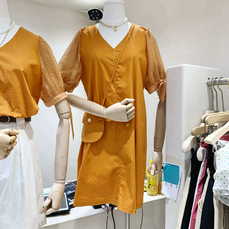 Hàn Quốc Dongdaemun Women 2020 mùa hè mới hợp thời trang túi phồng tay áo lỏng lẻo phụ nữ - váy đầm