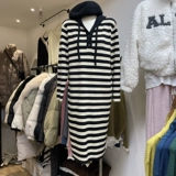 Демисезонная толстовка с капюшоном, длинный южнокорейский товар, свитер, платье, в корейском стиле, по фигуре