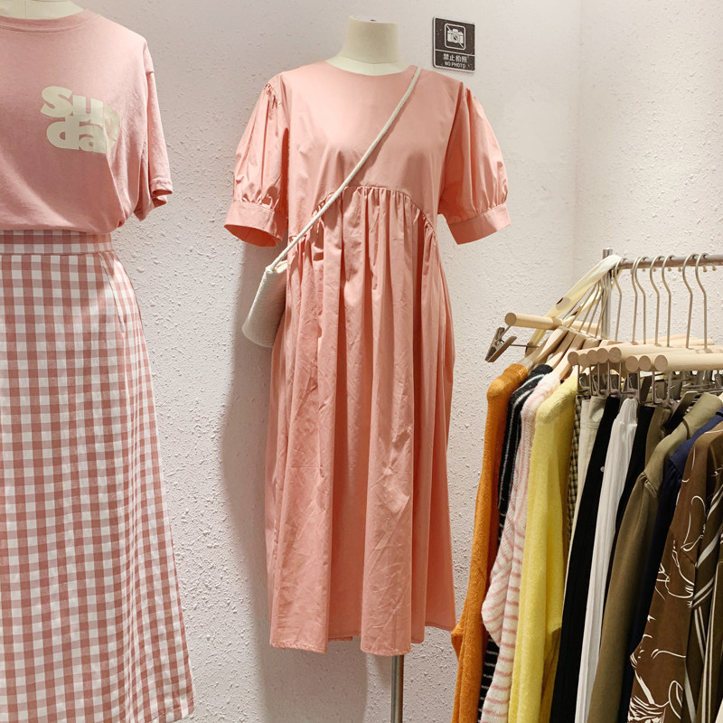 South Korea Dongdaemun 2021 summer new high waist thin Korean version of the long loose thin shirt dress female