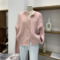 Womens sweater coat womens cardigan autumn and winter New 2021 explosive Korean long sleeve round neck twist knit sweater