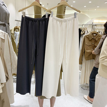 Wide-leg pants women 2021 Dongdaemun with the same early autumn new high-waisted rubber casual wild thin straight trousers tide
