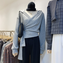 East Gate Womens Clothing Blouse 2022 Han Edition Early Spring New Fashion 100 Hitch Hat Short high waist strap Weater