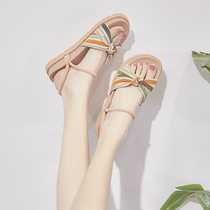 2022 New Summer Fairies Female Wind Flat-bottomed Students Dress Subnets Red Ultra Fire Explosive Temperament Fashion Sandals Women