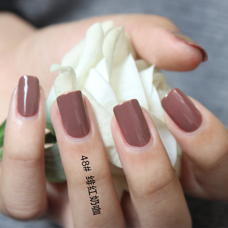 买二送二 南瓜色指甲油 无毒持久不可剥 防水不掉色豆沙色美甲油