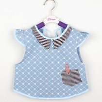 Baby eating coat spring thin sleeveless rice pocket cotton waterproof childrens eating bib vest style anti-dressing