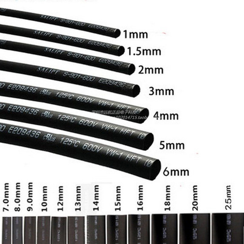 High quality thermal shrinkage black diameter 1 2 3 4 5 6 7 8 9 10 12 20 30 0 6-20mm