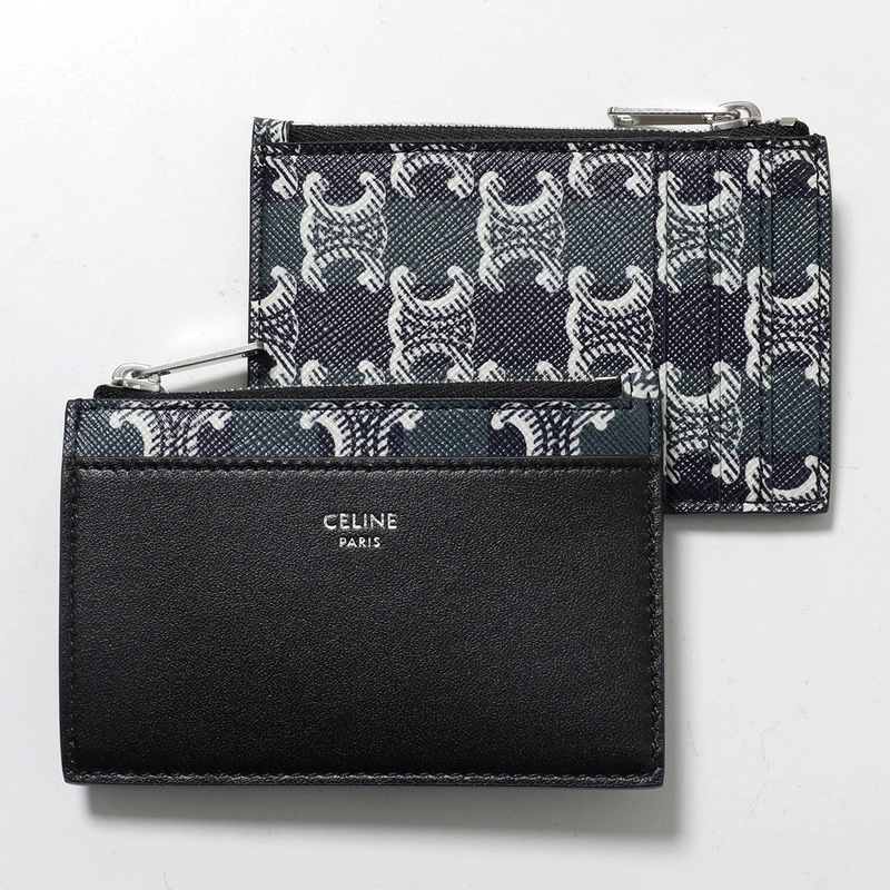 Celine Celine New Men's and Women's Gift 10F99 Genuine Leather Short Zipper Coin Purse Card Holder Genuine Purchasing Agent
