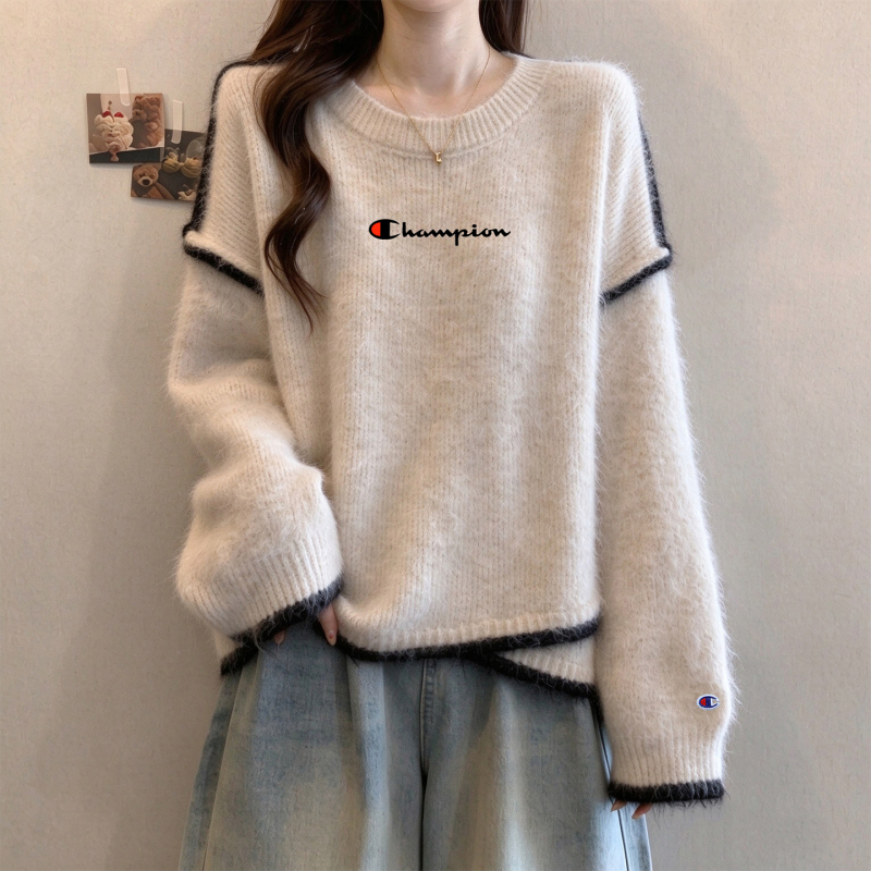 Japanese Style Champion Loose and Lazy Soft Sweater Women's Autumn and Winter 2026 New High-End Irregular Knit Top