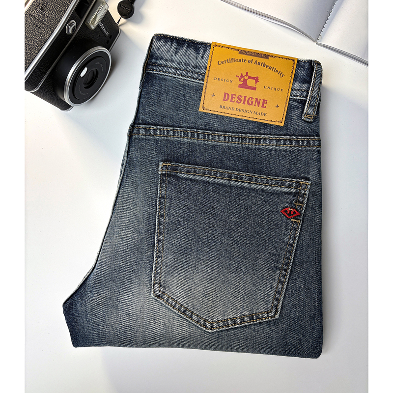 2026 New American Retro Washed Cropped Jeans for Men, Vintage Amekaji Style, Spring/Summer/Autumn, Slim Straight Fit