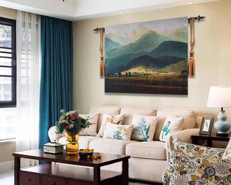 Bỉ jacquard tấm thảm tấm thảm vải sống sofa phòng bối cảnh sơn phong cách Tuscan núi đá mới - Tapestry thảm treo tường