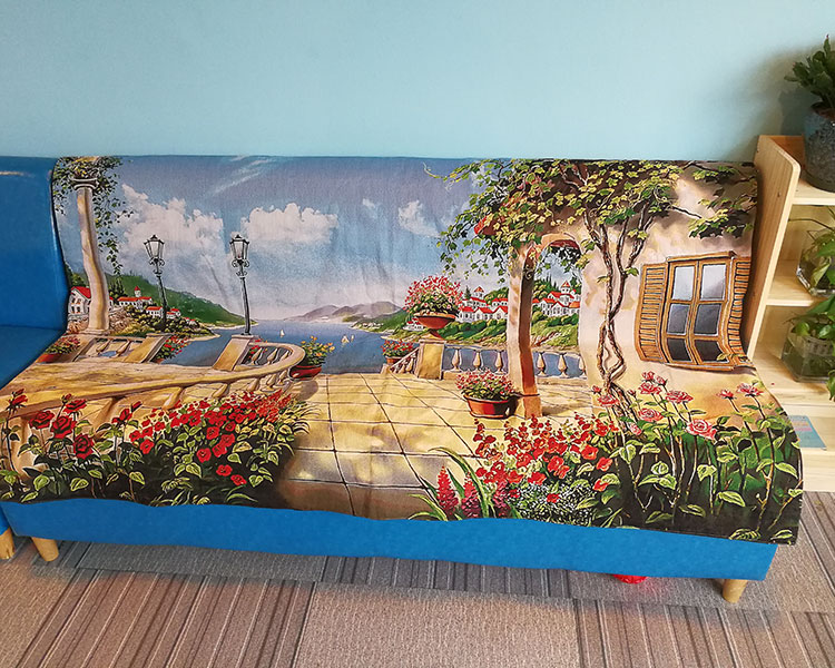 thảm Bỉ thẩm mỹ tinh tế phòng khách TV bối cảnh của cảnh quan bức tranh tường châu Âu tấm thảm "Seaside Garden" - Tapestry thảm treo tường trang trí