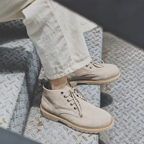 马丁靴男高帮英伦风2022新款秋季透气反绒皮工装靴ins中帮靴子潮