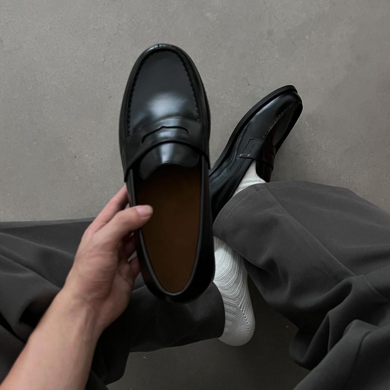 Men's Leather Shoes, Formal Business Slip-On Loafers, Men's Commuting Slip-On Shoes, Thick-Soled Height-Increasing British Casual Men's Shoes