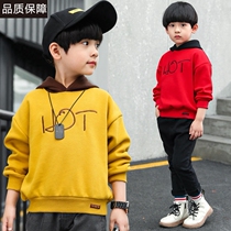Boys sweatshirt with cap spring autumn 2022 new spring clothes middle child Korean version Childrens Korean version Childrens hat foreign air blouses