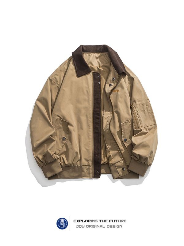 Japanese Retro Spring, Autumn, and Winter Bomber Jacket for Men, Baseball Jacket for Women, Thin Lapel Coat, Cotton Clothing, Workwear