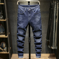 Elastic jeans Mens autumn winter style 2021 new body small feet black trendy men long pants winter thickened