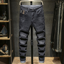 Fall jeans Mens boomers Body Small Feet elastic pants Mens Korean version Trend Black Broken Cave Long Pants Spring Autumn