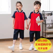 School uniforms for primary and middle school students for summer children sports short sleeve suit for men and women group purchase customized print-print LOGO