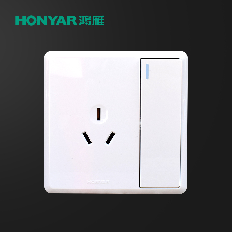 Hongyan one-open three-hole 10A safety switch socket 86-type panel Yabai project X1 and Ya series