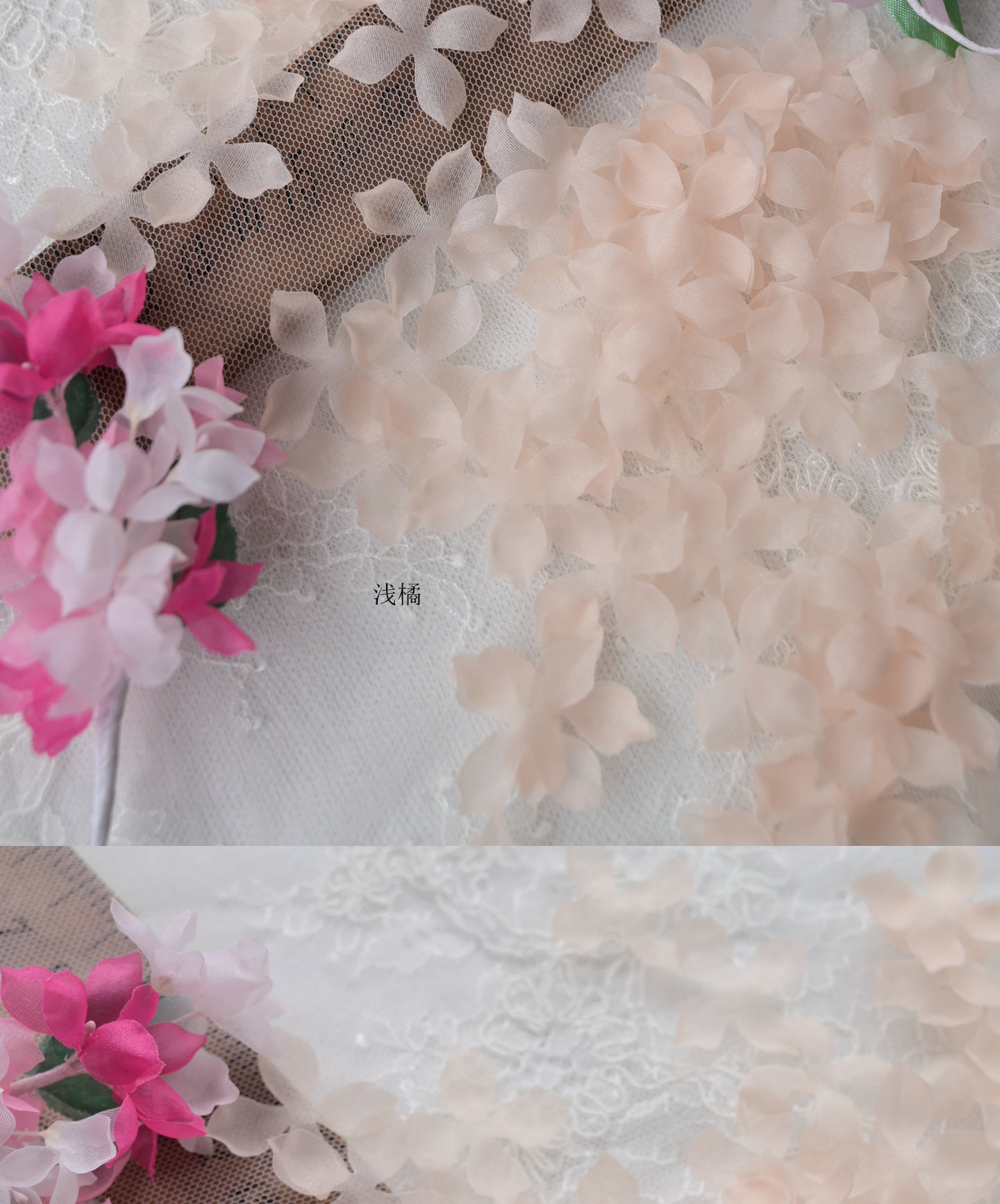 100 Stück. DIY Handgemachtes 3D-Blumenmaterial für Hochzeitskleider, Pyrographie- und Jeansgarn, Materialien für Kopfbedeckungen, Weiß und Rosa, RS247 – Detail 34