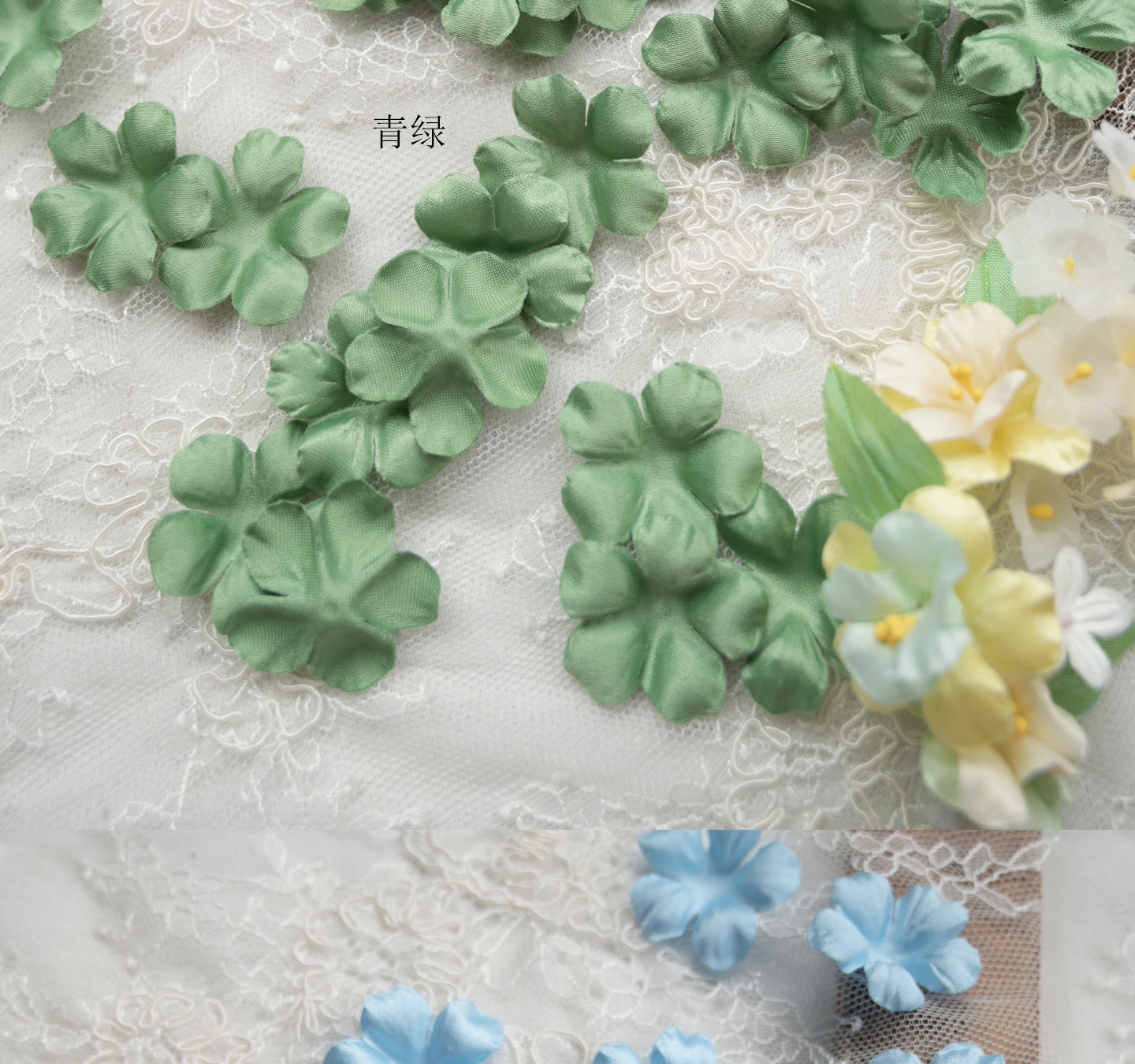 100 Stück Mehrfarbige DIY Handgemachte 3D-Organza-Blumen für Hochzeitskleider, Schleier, Mini-Blumen, Babykleidung, Bastelmaterialien 3CM RS4035 – Detail 36