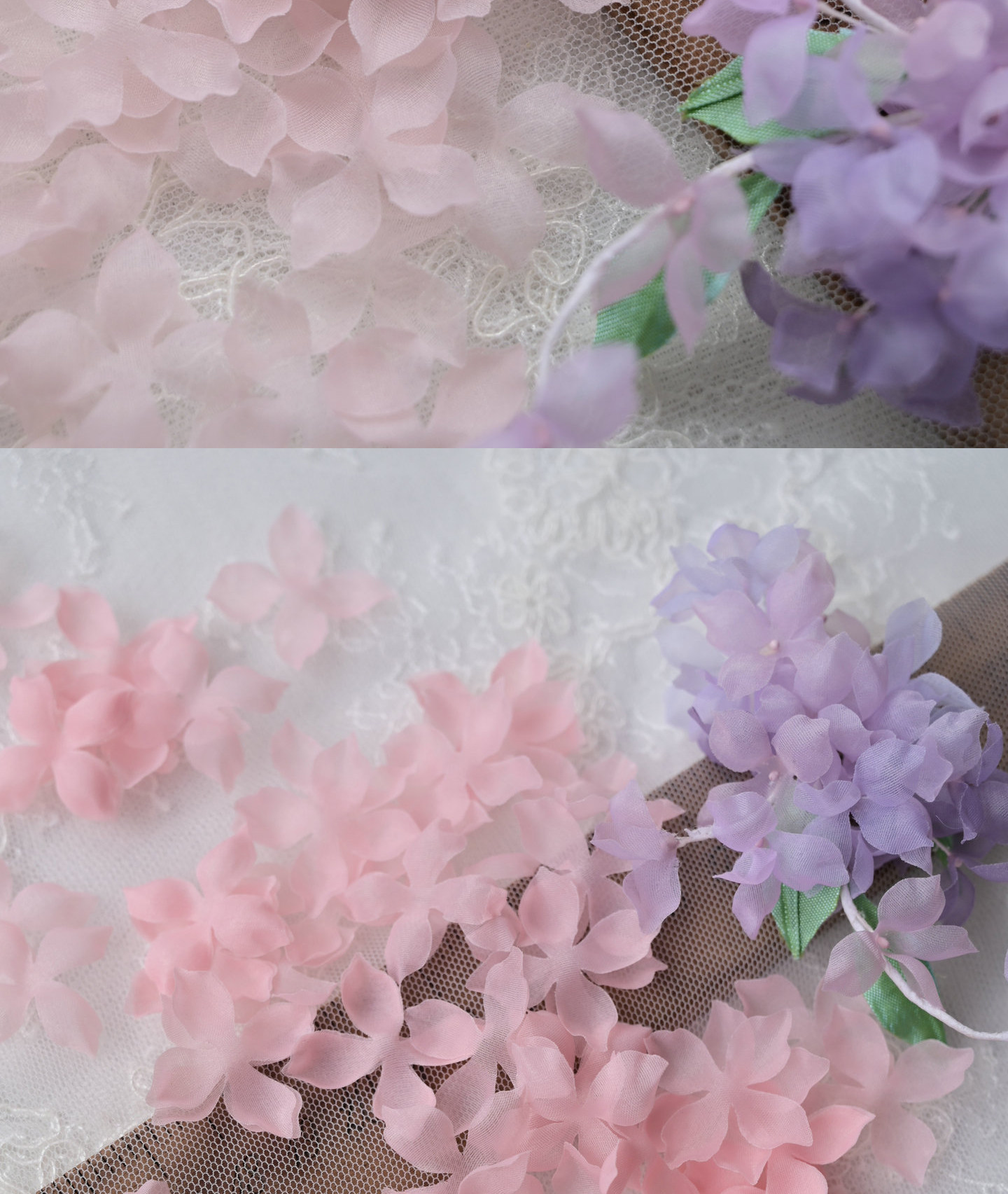 100 Stück. DIY Handgemachtes 3D-Blumenmaterial für Hochzeitskleider, Pyrographie- und Jeansgarn, Materialien für Kopfbedeckungen, Weiß und Rosa, RS247 – Detail 40