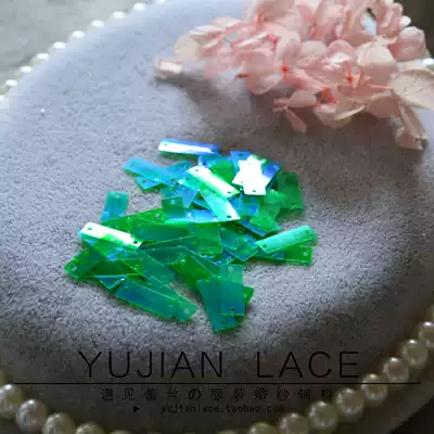 Green blue discoloration coating translucent piece DIY hanging piece accessories hand sewn square sequin double hole