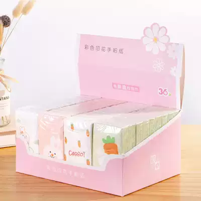 36 packs of printed paper towel small bag cartoon cute portable carry-on napkin color mini creative paper handkerchief