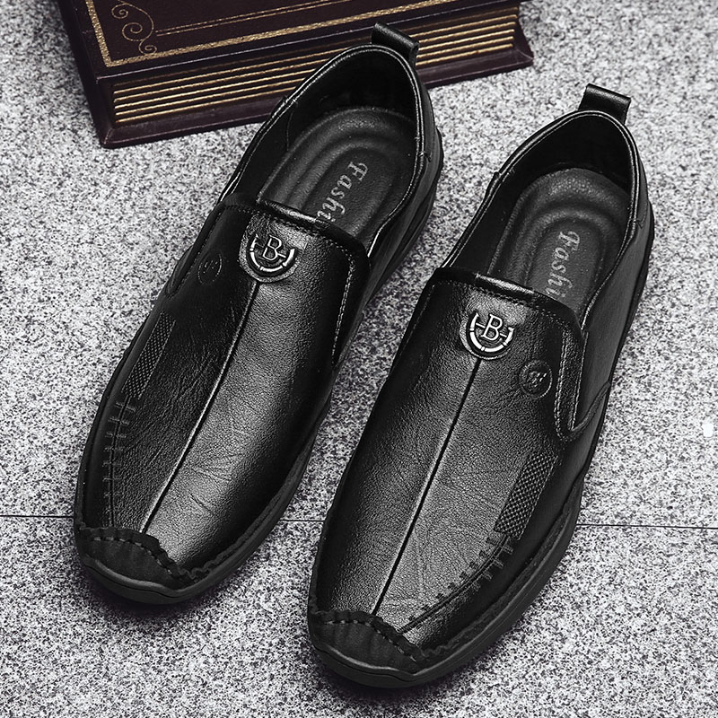 Bean Bean Shoes Man 2021 New Genuine Leather Sloth Man A Foot Pedal Casual Leather Shoes Man Dad Breathable Men's Shoes Fall